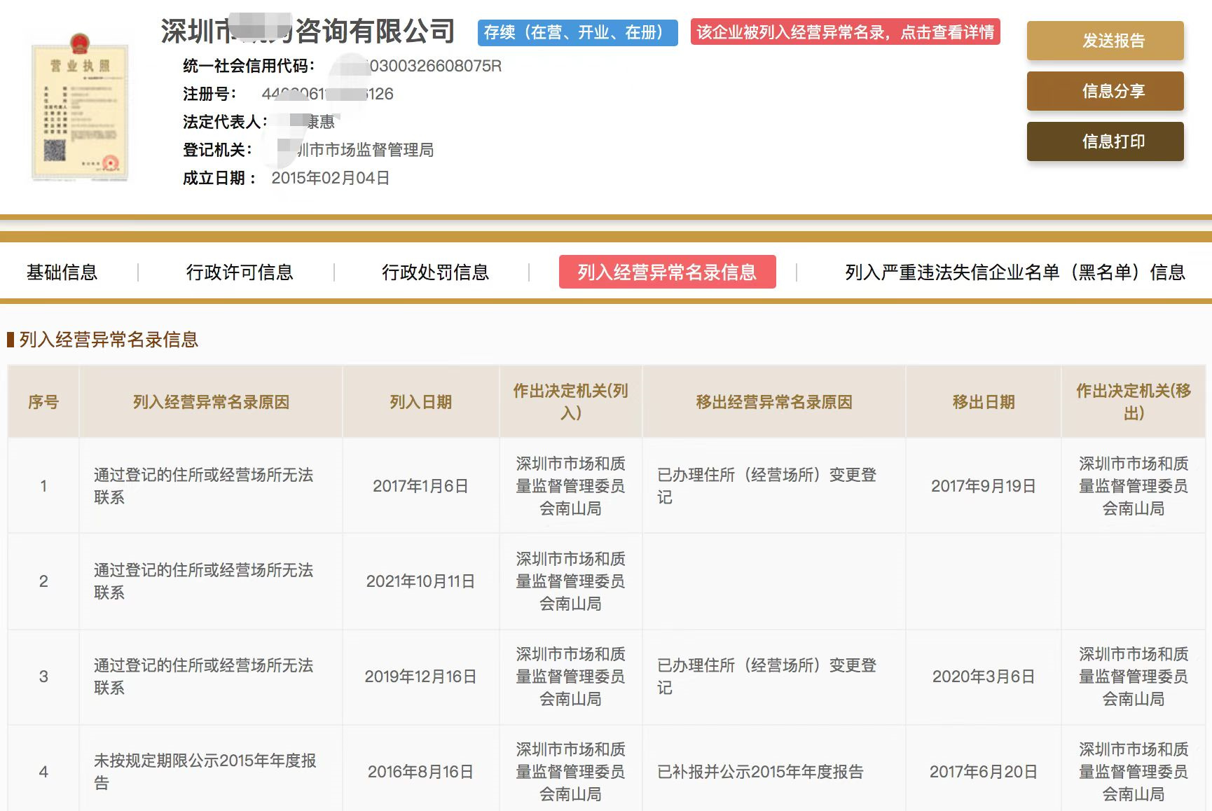 湖北企业经营异常记录消除